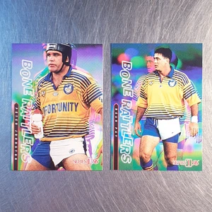 Juego de equipo NRL Dynamic Series 1 Bone Rattlers 1996 (2 cartas) Parramatta Anguilas - Imagen 1 de 2