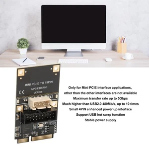 Mini PCIe Auf USB3.2 Gen1 Front 19Pin Erweiterungskarte 5Gbps USB Hot Swap KUI - Photo 1/22