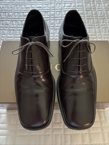 Oxford Gucci da uomo in pelle marrone taglia US8 E EU41 E Made in Italy