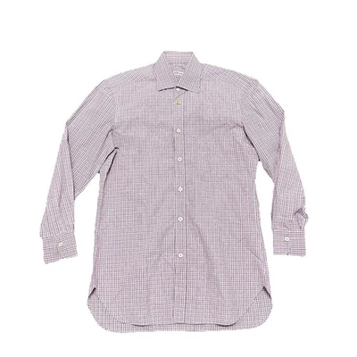 KITON Button Up Shirt Purple Plaid L/S Cotton Luxury Italy Casual Men’s M - Image 1 of 4