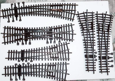 "HO" Pilz  (DDR Sebnitz)    4x gerade Hand-Weichen, 1x Bogenweiche, 1x DKW - Bild 1 von 4
