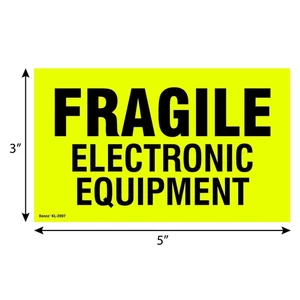 5" x 3" FRAGILE ELECTRONIC EQUIPMENT Handling Stickers, Shipping Labels - 1500pc - Picture 1 of 3