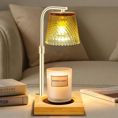 Lámpara Calentador de Velas con Temporizador, Altura Ajustable Regulable Cera Derretida Oro C  Foto 1 de 4