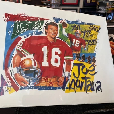 Litografía de colección Joe Montana 4X ganador del Super Bowl Brian FujiMori Mervyn's 1995 Foto 1 de 4