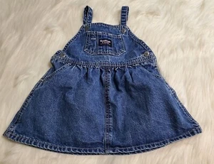 Osh Kosh B’Gosh Baby Girls Blue Denim Overall Dress Jean Size 18 Months EE-18 - Picture 1 of 12