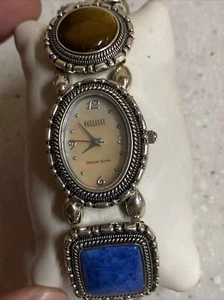 Ecclissi Sterling Silver Colored Gemstone Bracelet Watch, Turquoise, More 32511 - Picture 1 of 6