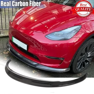Alerón labial parachoques delantero de fibra de carbono real utilitario deportivo para Tesla modelo Y 19-24 - Imagen 1 de 11