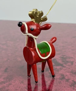 Vintage Wood Ornament 1979 Dakin Christmas Reindeer Authentic Collectible A15 - Picture 1 of 8