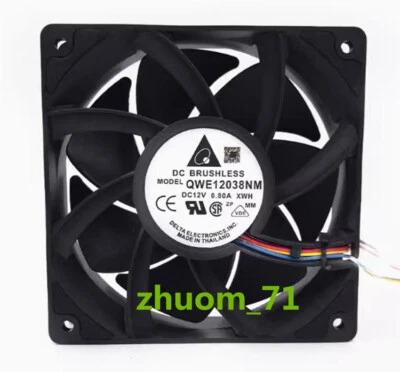1PC Delta QWE12038NM 12V 0.80A 12CM 12038 High wind double ball cooling fan - Image 1 of 4