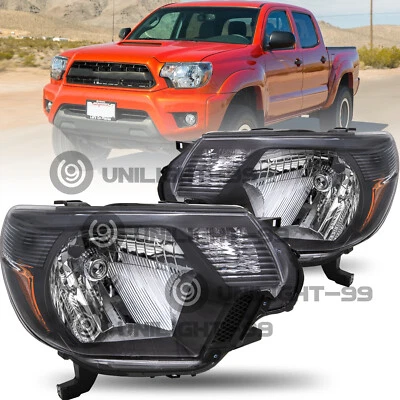 Headlights Assembly For 2012-2015 Toyota Tacoma TRD Black Amber Corner Lamp Pair - Image 1 of 4
