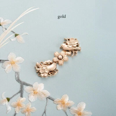 6PCS DIY Hanfu Frog Buttons Metal Costume Closures Plum Blossom Shaped Buttons - Image 1 of 4