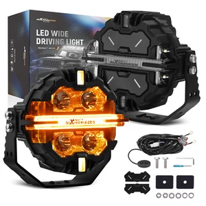 LED Pod Lights 5 Inch Driving Fog Lights Spot Beam RGB DRL White Amber Off Road - Picture 1 of 14