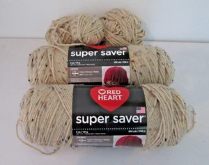 2+ Skeins Red Heart Super Saver Yarn Buff Fleck #4334 Tan 13.8 oz #4 - Picture 1 of 3
