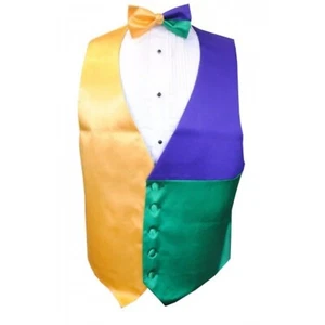 Mardi Gras Block Party Tuxedo Vest and Bow Tie - Picture 1 of 1