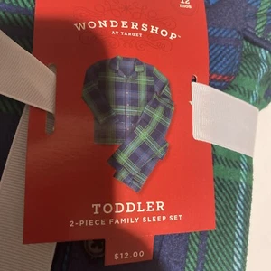 NEW, Wondershop TODDLER Holiday GREEN Plaid Matching Family PAJAMAS SIZE 12M - Picture 1 of 4