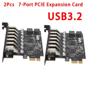 2X 7-Port PCIE Expansion Card PCIE To USB3.2 Expansion Card 5Gbps for PC - Afbeelding 1 van 8