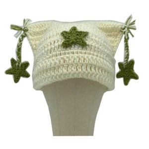 Woolen Yarn Cap Girls Bonnet Y2K Earflap Bobble Hat Adult Headdress Cat Ears Hat - Picture 1 of 27