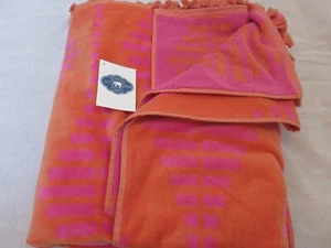 John Robshaw Zara Coral Tassel Oversized Cotton Beach Towel 40"x70 - Picture 1 of 5
