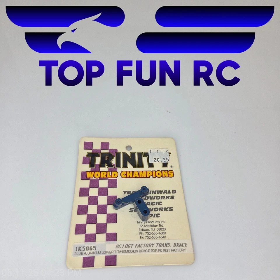 Trinity RC TK5065 RC10GT Factory Transmission Brace-Blue Aluminum - Image 1 of 1