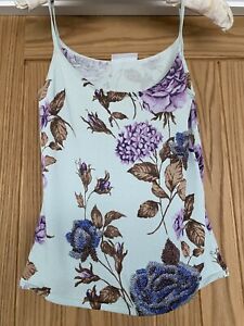 karen millen floral camisole with beading Flowers on front Curved Edge Size2/10