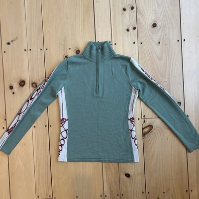 Suéter tejido lana merino Smartwool 1/4 cremallera capa base L verde manga larga Foto 1 de 4