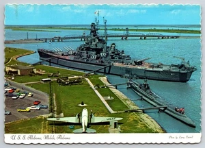 U.S.S. Alabama, Mobile Alabama 70er Jahre Postkarte - Bild 1 von 4