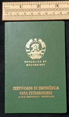 MOZAMBIQUE Early EMERGENCY CERTIFICATEFOR FOREIGNERS Travel Passport  - Image 1 of 4