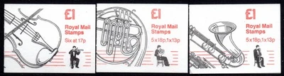 1986-87 MUSICAL INSTRUMENTS £1 BOOKLETS SET OF 3, FH5-FH7. FINE MNH - Image 1 of 2