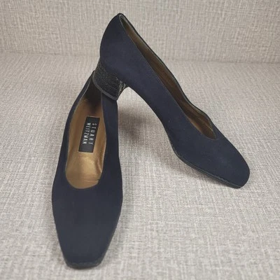 Zapatos Stuart Weitzman Azul Gamuza Detalle Trenzado Tacones en Bloque Talla 6.5 Foto 1 de 4