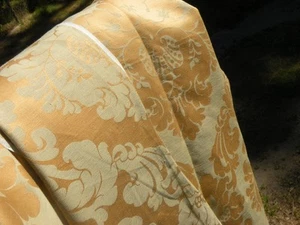 Vintage 40er oder 1950er Französisch Golden Creme Blumen Blatt Webstoff 14,5'x55" - Bild 1 von 14