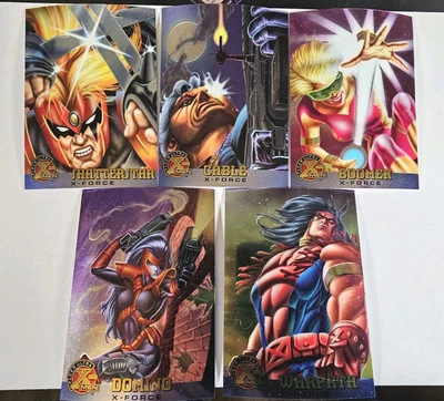 1995 FLEER ULTRA X-MEN 5 CARD Lot Cable, Sabertooth, Warpath, Domino, Boomer - Image 1 of 4