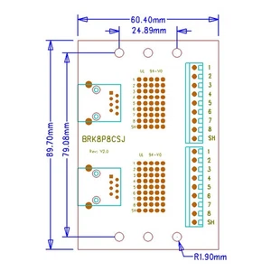 Ethernet Connector Board Fast Transmission DIN Rail Mount RJ45 M2 T NEW - Afbeelding 1 van 12