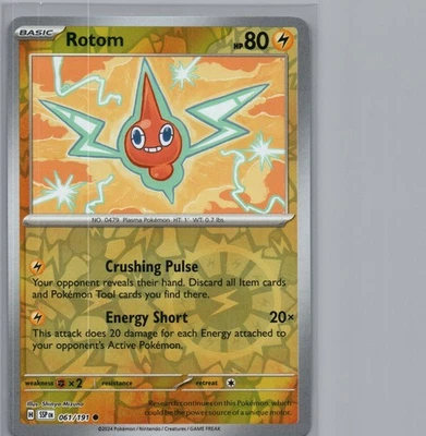 Rotom | 061/191 Common Reverse Holo | SV08: Surging Sparks | NM - Image 1 of 2
