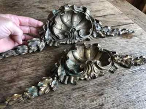 19th Antique Grand Pair French Ormolu Bronze Baroque Doorway Entry Pediment - Picture 1 of 17