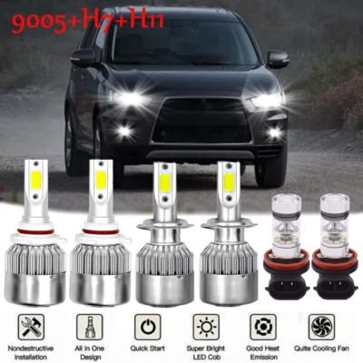 Para Para Mitsubishi OUTLANDER 2014-2020 Combo 6X Kit de faros LED+luz antiniebla Foto 1 de 4