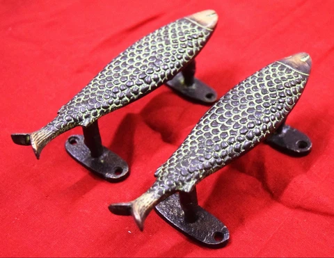 Fish Door Handle Brass Vintage Style Nautical Victorian Design Door Handle Decor Cover