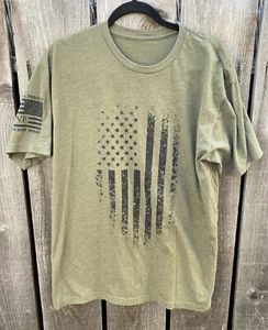 Men's Valhalla Project Green American Flag T-Shirt NO SIZE TAG Cotton Crew Light - Picture 1 of 7