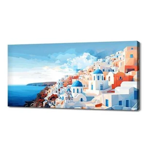 Santorini Island In Greece Canvas Print Wall Art, Modern Design Home Office - Picture 1 of 9