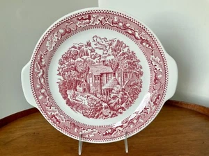 Vtg MEMORY LANE Serving Platter Royal China Round Mill Scene Cake Plate Tabbed - Picture 1 of 10