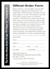 1994 Upper Deck World Cup #NNO Superstars Set Order Form Card