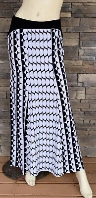 Юбка макси New York Company эластичная S Y2K черно-белая расклешенная винтажная ар-деко - Изображение 1 из 4