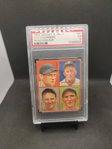 1935 Goudey 4 In 1 Baseball #8F Fox, Greenberg, Rowe & Walker - PSA 5! EX! - Picture 1 of 2