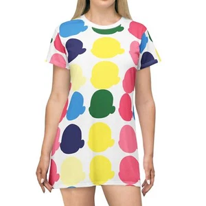 Little Notary Derrick Silhouette Zest Stamp Pattern T-Shirt Dress (AOP) - Picture 1 of 25