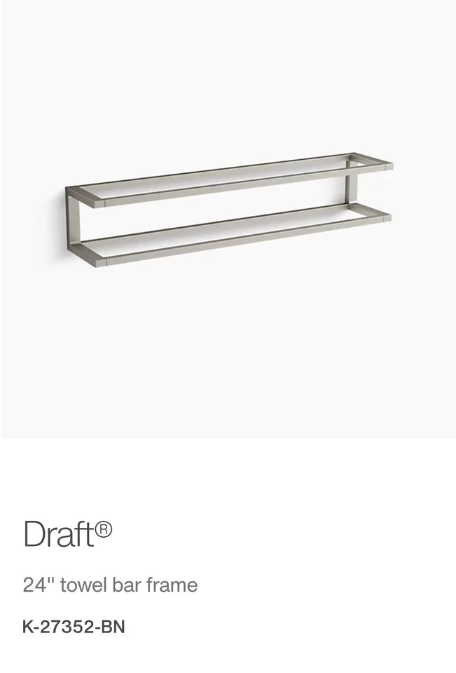 Kohler K-27352-BN Draft 24" Towel Bar Frame Vibrant Brushed Nickel