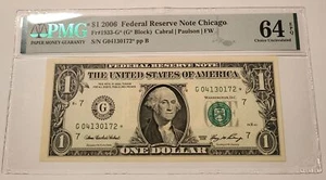2006 $1 Dollar FRB Chicago Replacement Star Note Choice Unc 64 EPQ PMG - Picture 1 of 4