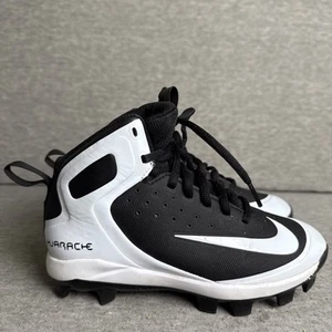 Nike Alpha Huarache Baseball Cleats Boys 1.5Y Black White Pro Mid 923434-011 - Picture 1 of 10