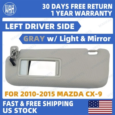 For 2010-2015 Mazda CX-9 Left Driver Side Gray Sun Visor with Lights TDY1-69-320 Foto 1 de 4