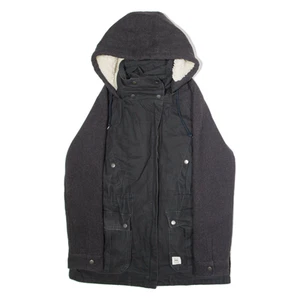 VANS Womens Parka Coat Black Canvas Wool Hooded L - Imagen 1 de 6
