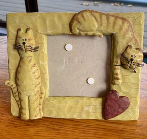 Kitty Cat Connoisseur Picture Frame Resin 3D 6"x7" Holds 4x4 Picture Cat Lover - Picture 1 of 11