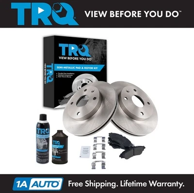 TRQ Brake Rotor & Metallic Pad Front Kit w/Chemicals for Suzuki Forenza Reno - Изображение 1 из 4
